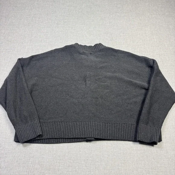 Quince Cardigan Womens Large Gray Crew Neck Button Front 100% Organic Cotton - Picture 9 of 10